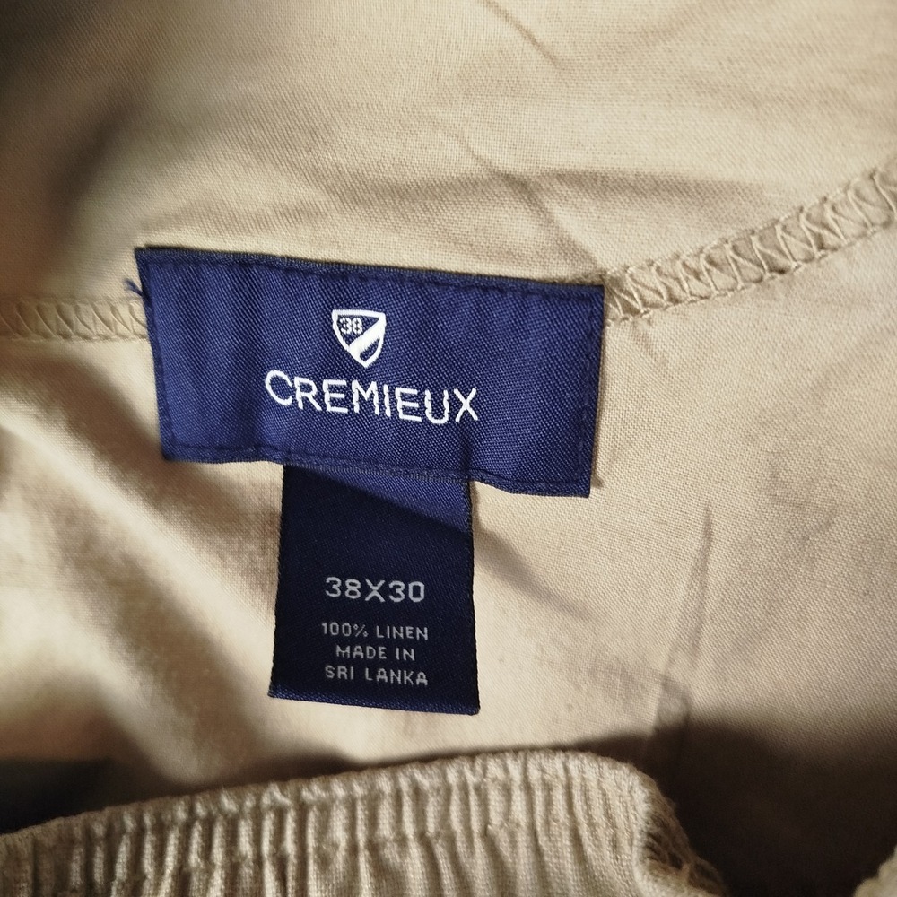 Cremieux 100% Linen Beige Pants‎ Mens 38x30 Elastic Waist Relaxed Beach Wedding - Picture 4 of 8